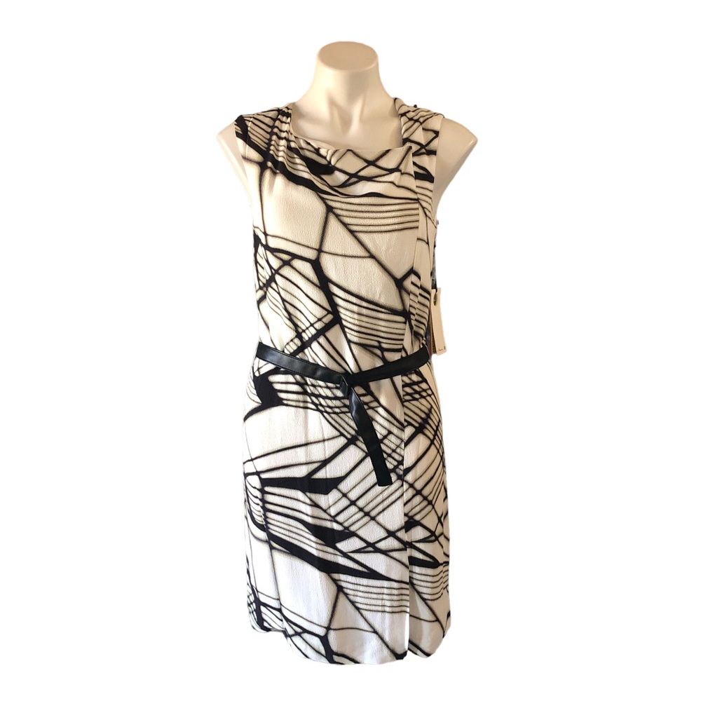 NWT 3.1 Phillip Lim Target Sleeveless Ivory Geometric Print Belted Sheath Dress